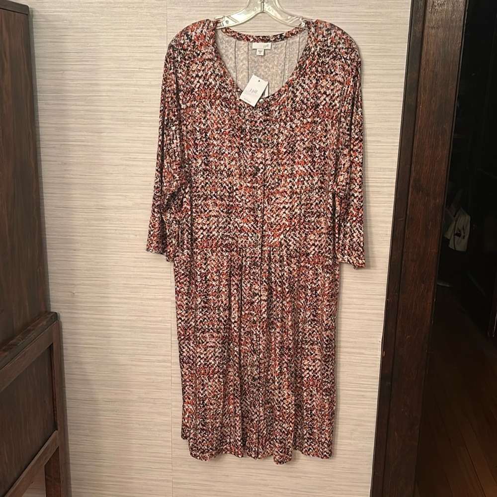 J Jill button front scoop neck knit dress